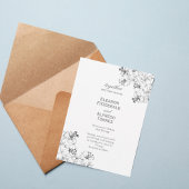 Elegant Floral Line Art Wedding Invitation 招待状