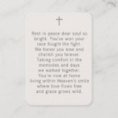 Elegant Floral Loved Forever Photo Prayer Card 名刺 (裏面)