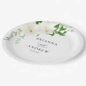 Elegant Floral Magnolia Wedding  ペーパープレート (アングル)