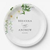 Elegant Floral Magnolia Wedding  ペーパープレート (正面)