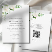 Elegant  Floral Magnolia Wedding QR Code 招待状