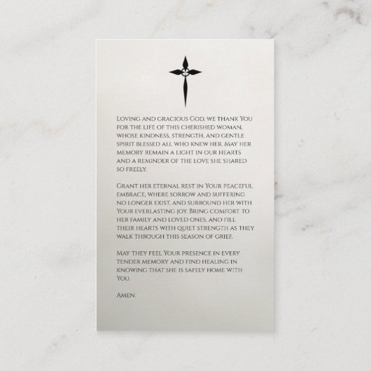 Elegant Floral Memorial Prayer Card 名刺 (裏面)