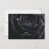 Elegant Floral Midnight Rose Black & White Wedding サンキューカード (裏面)