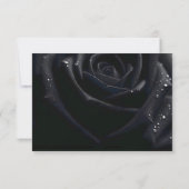 Elegant Floral Midnight Rose Black & White Wedding 出欠カード (裏面)
