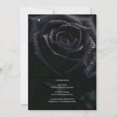 Elegant Floral Midnight Rose Black & White Wedding 招待状 (裏面)