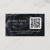 Elegant Floral Midnight Rose QR Code Wedding RSVP エンクロージャーカード (正面)