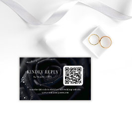 Elegant Floral Midnight Rose QR Code Wedding RSVP エンクロージャーカード