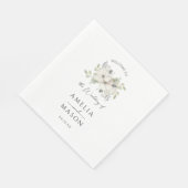 Elegant Floral Minimal White Paper Wedding スタンダードランチョンナプキン (角)