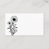 Elegant Floral Minimalist Black White Wedding      プレイスカード (正面)