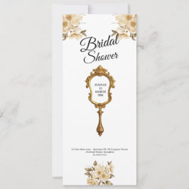 elegant floral mirror bridal shower invitation 招待状