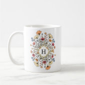 Elegant Floral Monogram コーヒーマグカップ (左)