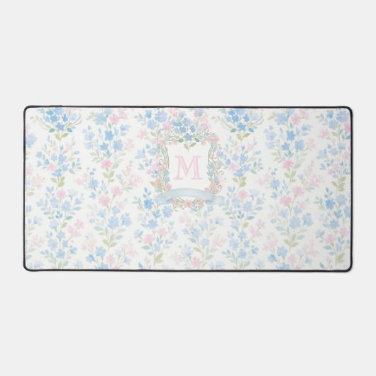 Elegant Floral Monogram デスクマット (正面)