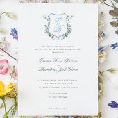  Elegant Floral Monogram Crest Formal  Wedding 招待状