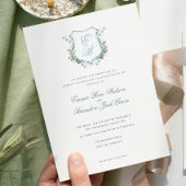  Elegant Floral Monogram Crest Formal  Wedding 招待状