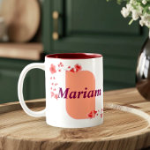 Elegant Floral Monogram Letter A & Mariam Name Cus ツートーンマグカップ