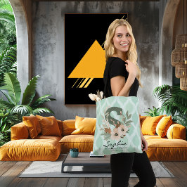 Elegant Floral Monogram – Mint Green Botanical Art トートバッグ