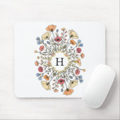 Elegant Floral Monogram Mouse Pad マウスパッド (マウス)