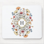 Elegant Floral Monogram Mouse Pad マウスパッド (正面)