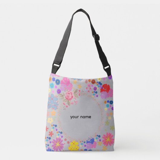 Elegant Floral Monogram Personalized クロスボディバッグ (正面)