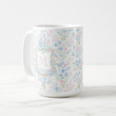 Elegant Floral Monogram Personalized Mug コーヒーマグカップ (正面左)