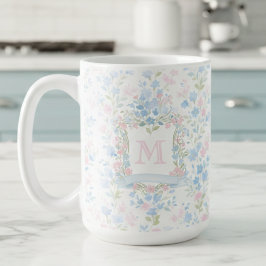 Elegant Floral Monogram Personalized Mug コーヒーマグカップ