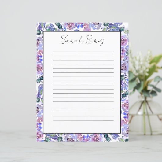 Elegant Floral Monogram Stationery Paper (スタンド正面)