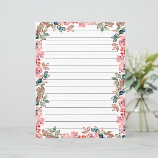 Elegant Floral Monogram Stationery Paper (スタンド正面)