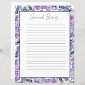 Elegant Floral Monogram Stationery Paper (正面/裏面)