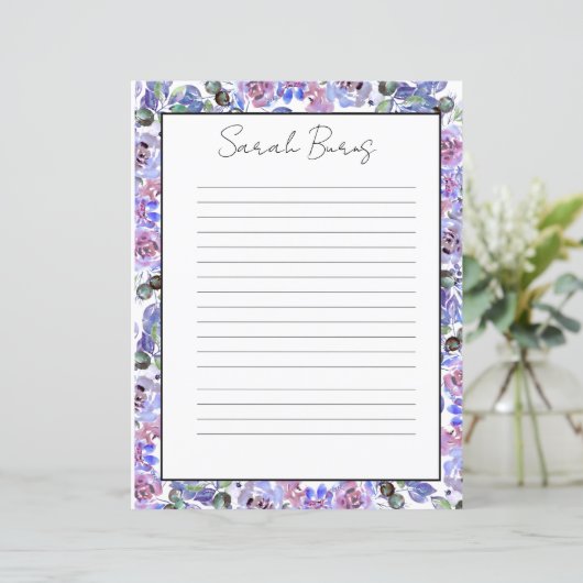 Elegant Floral Monogram Stationery Paper (スタンド正面)