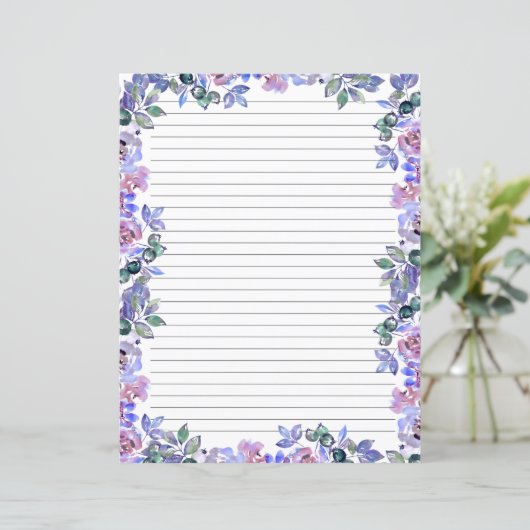 Elegant Floral Monogram Stationery Paper (スタンド正面)