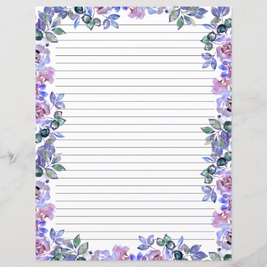 Elegant Floral Monogram Stationery Paper (正面)