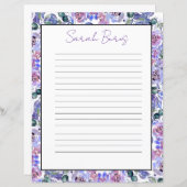 Elegant Floral Monogram Stationery Paper (正面/裏面)