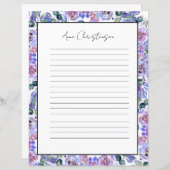 Elegant Floral Monogram Stationery Paper (正面/裏面)