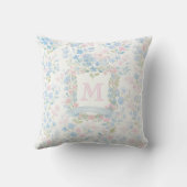 Elegant Floral Monogram Throw Pillow クッション (裏面)