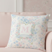 Elegant Floral Monogram Throw Pillow クッション