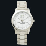 Elegant Floral Monogram Wedding 腕時計<br><div class="desc">Couple Names Floral Monogram Watch – A beautifully designed personalized watch that blends bohemian charm with timeless elegance. Featuring delicate floral accents and a stylish monogram, this watch is perfect for couples celebrating love, weddings, anniversaries, or engagements. Customize it with your names, initials, and a special date to create a...</div>