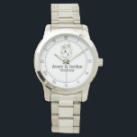 Elegant Floral Monogram Wedding 腕時計<br><div class="desc">Couple Names Floral Monogram Watch – A beautifully designed personalized watch that blends bohemian charm with timeless elegance. Featuring delicate floral accents and a stylish monogram, this watch is perfect for couples celebrating love, weddings, anniversaries, or engagements. Customize it with your names, initials, and a special date to create a...</div>