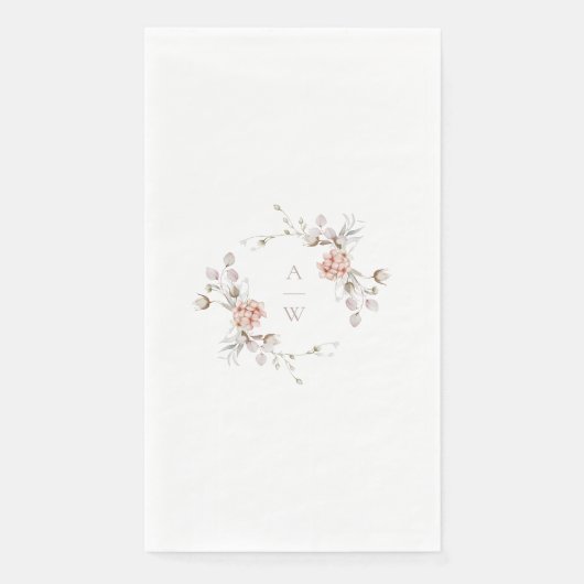 Elegant Floral Monogram Wedding Guest Towel (正面)