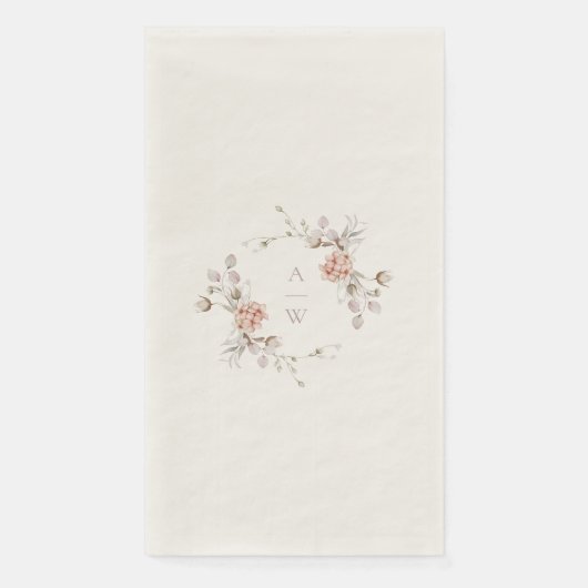 Elegant Floral Monogram Wedding Guest Towel (正面)
