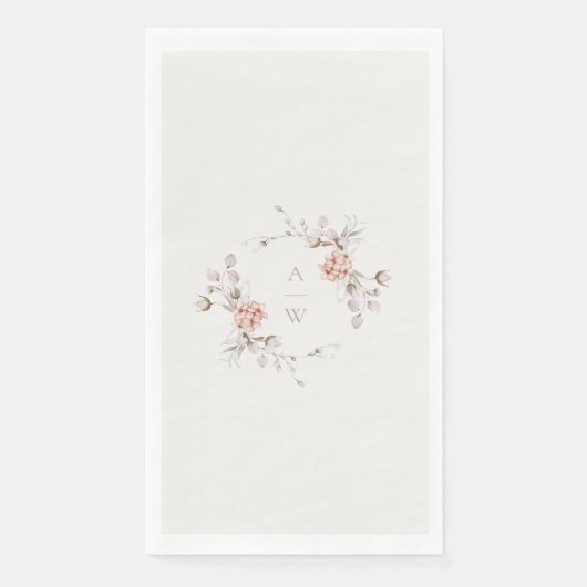 Elegant Floral Monogram Wedding Guest Towel (正面)