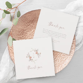 Elegant Floral Monogram Wedding Thank You Card サンキューカード