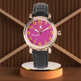 Elegant Floral Monogram Women’s  Name 腕時計