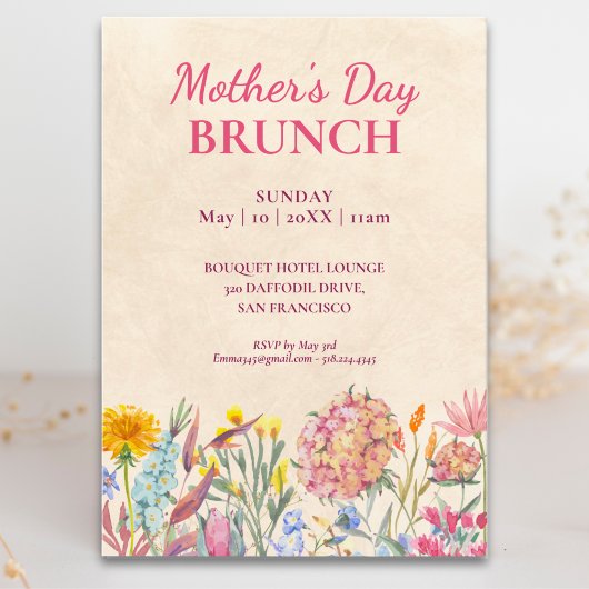 Elegant Floral Mother’s Day Brunch 招待状