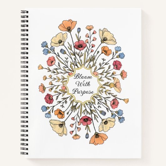Elegant Floral Motivational Notebook ノートブック (正面)