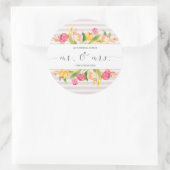 Elegant Floral Mr & Mrs Wedding | Sticker Seal ラウンドシール (バッグ)