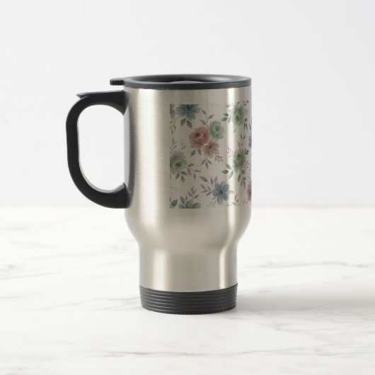 Elegant Floral Mug Wrap – Optional Personalization トラベルマグ (左)