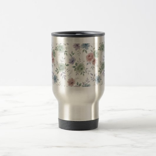 Elegant Floral Mug Wrap – Optional Personalization トラベルマグ (中央)