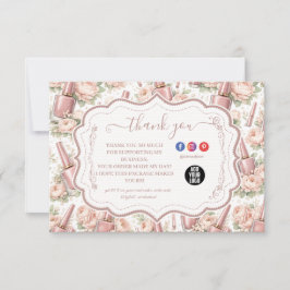 Elegant Floral Nail Artist Business サンキューカード