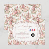 Elegant Floral Nail Artist Business サンキューカード (正面/裏面)