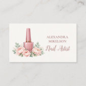 Elegant Floral Nail Artist Business 名刺 (正面)